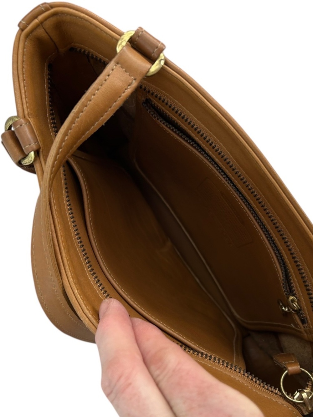 coach vintage 90s classic British tan saddle leather medium bucket bag - Picture 6 of 8